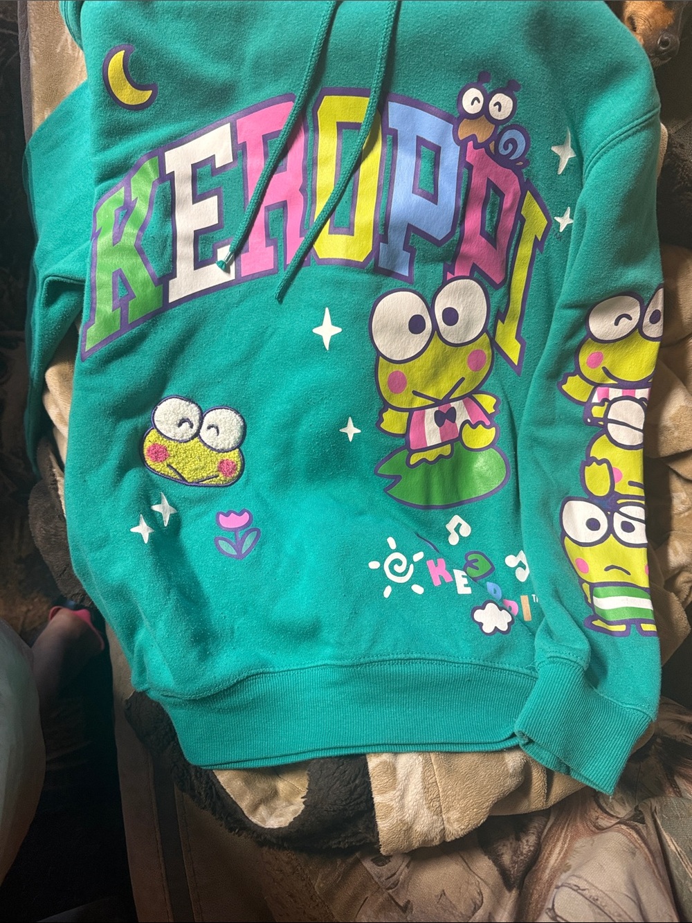 Green Kids Hoodie - Cute Keroppi Frog Graphic Sweatshirt